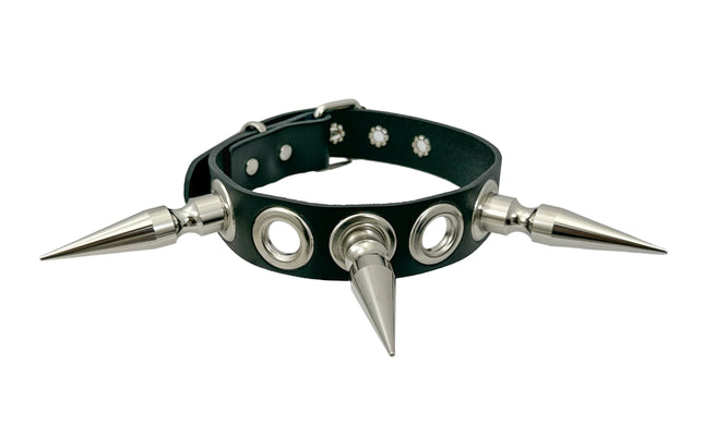 FCK506 3/4" LACE BLACK LEATHER CHOKER WITH 2 1/2"