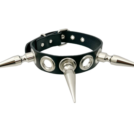 FCK506 3/4" LACE BLACK LEATHER CHOKER WITH 2 1/2"