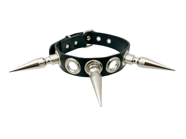 FCK506 3/4" LACE BLACK LEATHER CHOKER WITH 2 1/2"