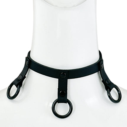 FCK514   LEATHER 1/2" CHOKER WITH 3/4" HANGING RING BONDAGE CHOKER