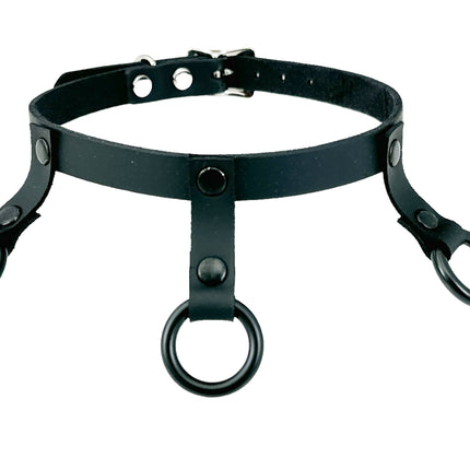 FCK514   LEATHER 1/2" CHOKER WITH 3/4" HANGING RING BONDAGE CHOKER