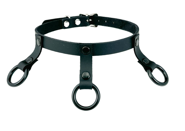 FCK514   LEATHER 1/2" CHOKER WITH 3/4" HANGING RING BONDAGE CHOKER