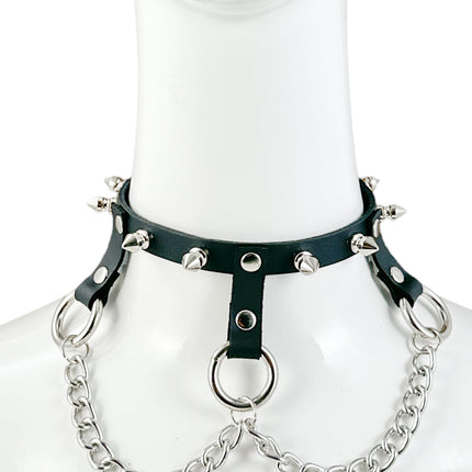 CK514 SKINNY SPIKE  1/2" PATENT HANGING RING BONDAGE CHOKER