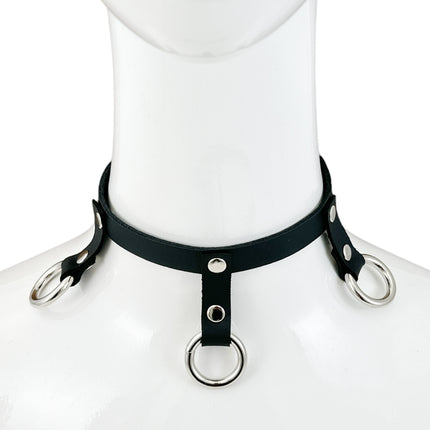 FCK514   LEATHER 1/2" CHOKER WITH 3/4" HANGING RING BONDAGE CHOKER