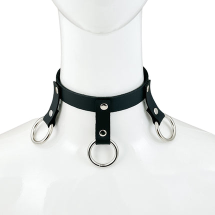 FCK514   LEATHER 1/2" CHOKER WITH 3/4" HANGING RING BONDAGE CHOKER