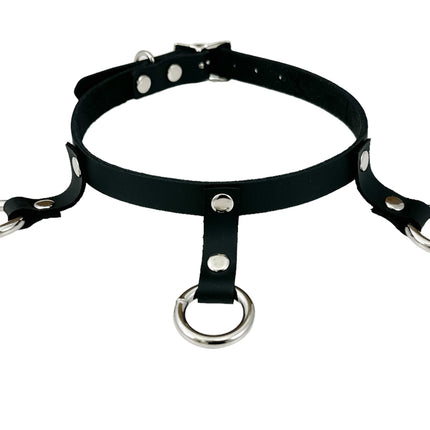 FCK514   LEATHER 1/2" CHOKER WITH 3/4" HANGING RING BONDAGE CHOKER