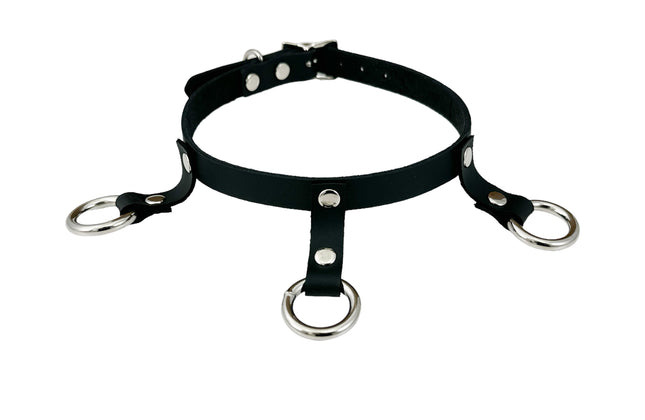FCK514   LEATHER 1/2" CHOKER WITH 3/4" HANGING RING BONDAGE CHOKER