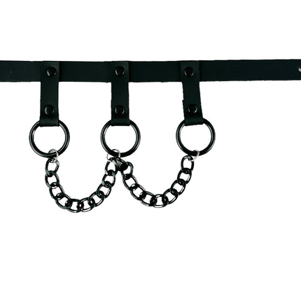 FCK515CHAIN    LEATHER 3/4" CHOKER WITH 3/4" HANGING RING BONDAGE CHOKER