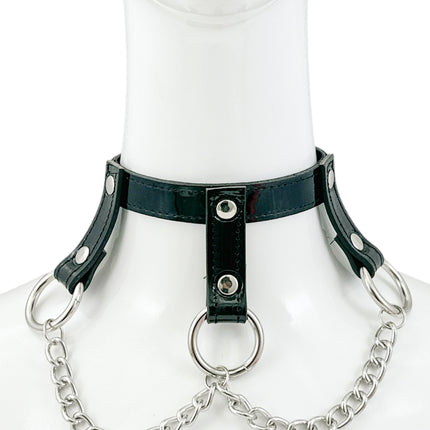 FCK515CHAIN    LEATHER 3/4" CHOKER WITH 3/4" HANGING RING BONDAGE CHOKER