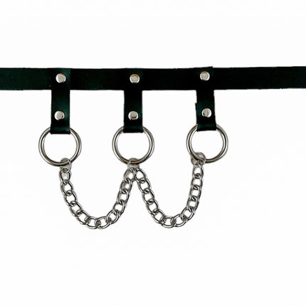 FCK515CHAIN    LEATHER 3/4" CHOKER WITH 3/4" HANGING RING BONDAGE CHOKER