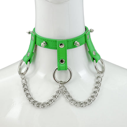 CK514 SKINNY SPIKE  1/2" PATENT HANGING RING BONDAGE CHOKER