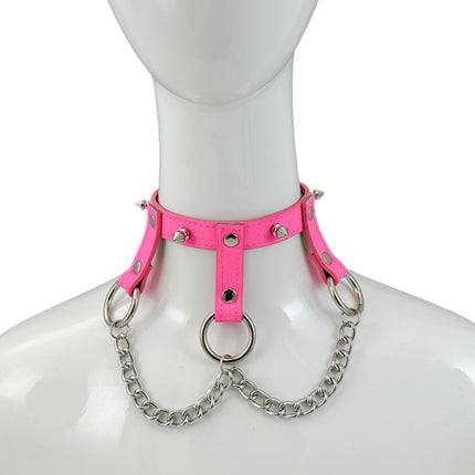 FCK515SPIKE  3/4" PATENT HANGING RING BONDAGE CHOKER