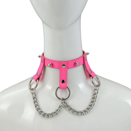 CK514 SKINNY SPIKE  1/2" PATENT HANGING RING BONDAGE CHOKER