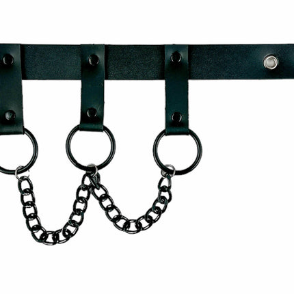 FCK516CHAIN    LEATHER 1 1/4" CHOKER WITH 1" HANGING RING BONDAGE CHOKER