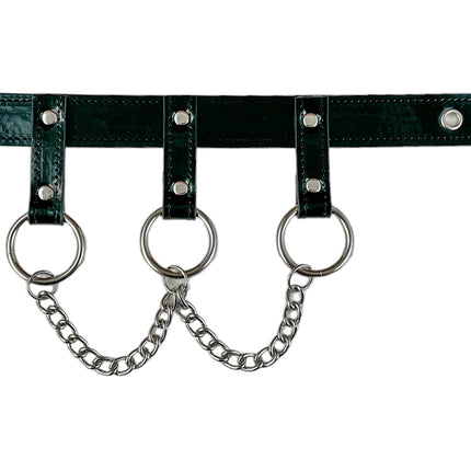 FCK516CHAIN    LEATHER 1 1/4" CHOKER WITH 1" HANGING RING BONDAGE CHOKER