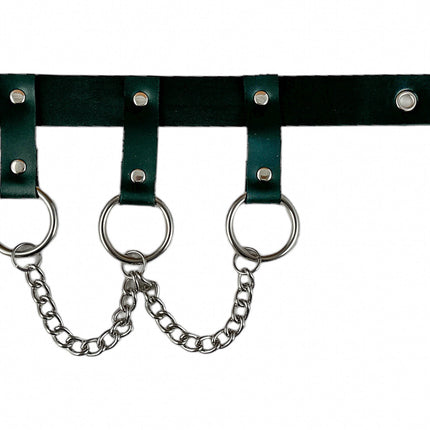 FCK516CHAIN    LEATHER 1 1/4" CHOKER WITH 1" HANGING RING BONDAGE CHOKER