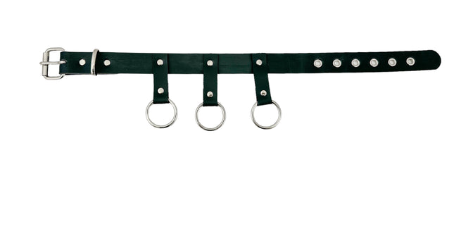 FCK516   LEATHER 1 1/4" CHOKER WITH 1" HANGING RING BONDAGE CHOKER