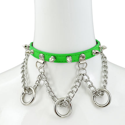 FCK517 SPIKE CHAIN 1/2" PATENT HANGING RING BONDAGE CHOKER