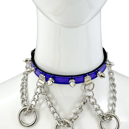 FCK517 SPIKE CHAIN 1/2" PATENT HANGING RING BONDAGE CHOKER