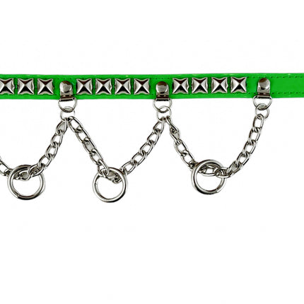 FCK520 STUDDED CHAIN 3/4" PATENT HANGING RING BONDAGE CHOKER
