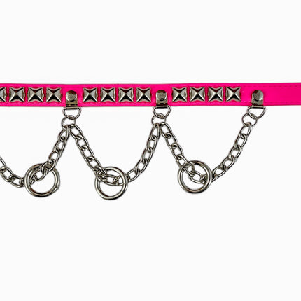 FCK520 STUDDED CHAIN 3/4" PATENT HANGING RING BONDAGE CHOKER