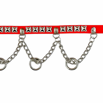 FCK520 STUDDED CHAIN 3/4" PATENT HANGING RING BONDAGE CHOKER