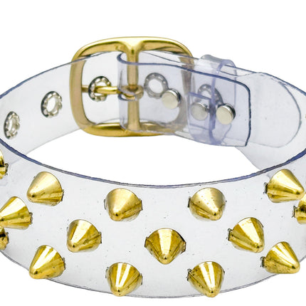 FCK535VN-CLR 3 ROWS UK77 STUDS CHOKER  PVC CLEAR