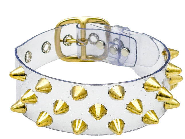FCK535VN-CLR 3 ROWS UK77 STUDS CHOKER  PVC CLEAR