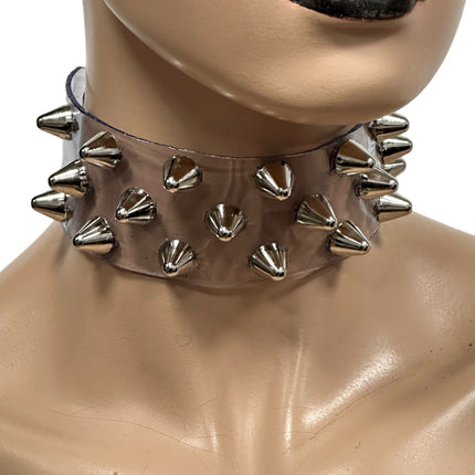 FCK535VN-CLR 3 ROWS UK77 STUDS CHOKER  PVC CLEAR