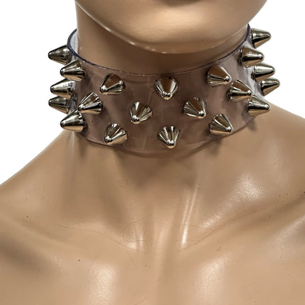 FCK535VN-CLR 3 ROWS UK77 STUDS CHOKER  PVC CLEAR