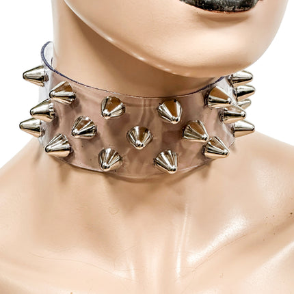 FCK535VN-CLR 3 ROWS UK77 STUDS CHOKER  PVC CLEAR