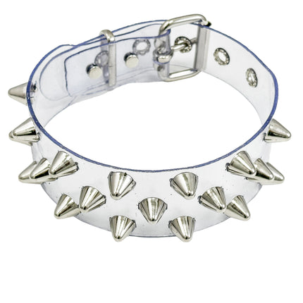 FCK535VN-CLR 3 ROWS UK77 STUDS CHOKER  PVC CLEAR