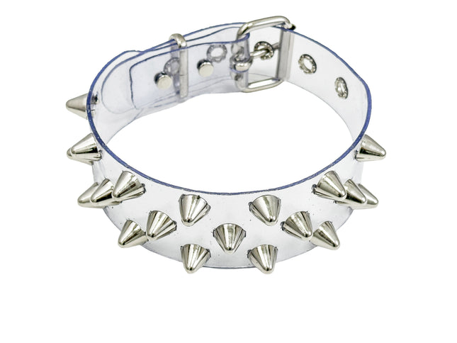 FCK535VN-CLR 3 ROWS UK77 STUDS CHOKER  PVC CLEAR