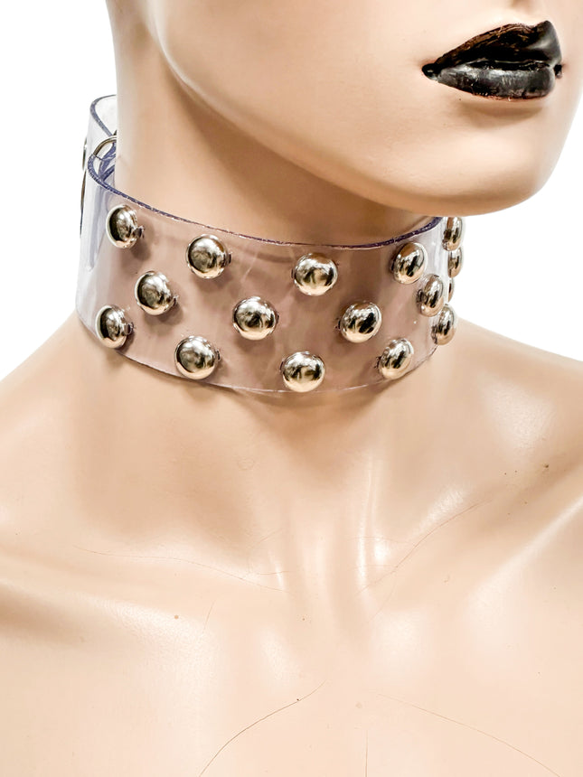 FCK536VN-CLR 3 ROWS 1/2" ROUND  STUDS CHOKER  PVC CLEAR