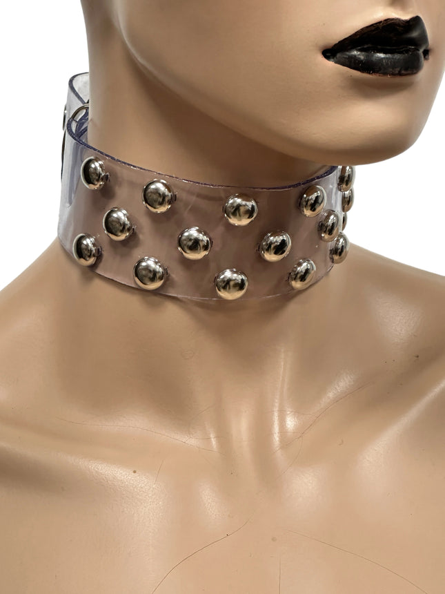 FCK536VN-CLR 3 ROWS 1/2" ROUND  STUDS CHOKER  PVC CLEAR