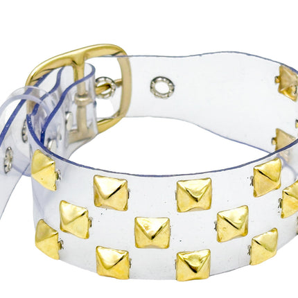 FCK537VN-CLR 3 ROWS PYRAMID  STUDS CHOKER  PVC CLEAR