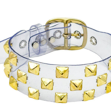 FCK537VN-CLR 3 ROWS PYRAMID  STUDS CHOKER  PVC CLEAR