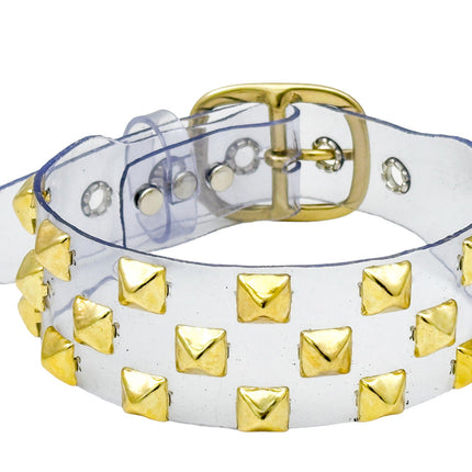 FCK537VN-CLR 3 ROWS PYRAMID  STUDS CHOKER  PVC CLEAR