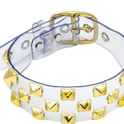 FCK537VN-CLR 3 ROWS PYRAMID  STUDS CHOKER  PVC CLEAR