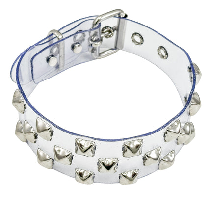 FCK537VN-CLR 3 ROWS PYRAMID  STUDS CHOKER  PVC CLEAR