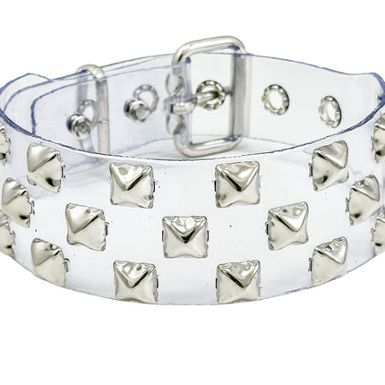 FCK537VN-CLR 3 ROWS PYRAMID  STUDS CHOKER  PVC CLEAR
