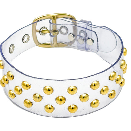 FCK542 VN-CLR 3 ROWS SMALL ROUND STUDS CHOKER  PVC CLEAR