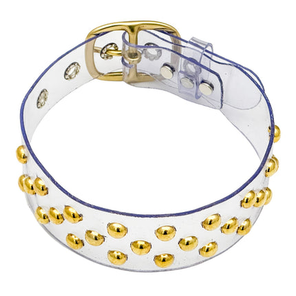 FCK542 VN-CLR 3 ROWS SMALL ROUND STUDS CHOKER  PVC CLEAR