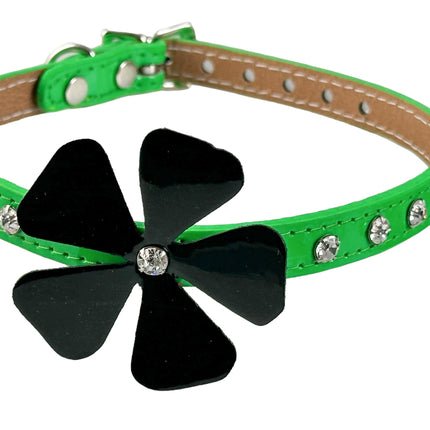 FCK558P PATENT FLOWER RHINESTONE  CHOKER