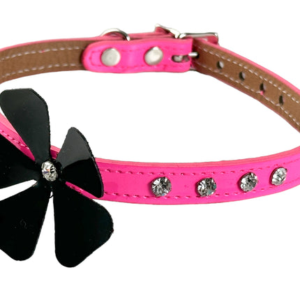 FCK558P PATENT FLOWER RHINESTONE  CHOKER