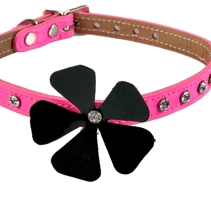 FCK558P PATENT FLOWER RHINESTONE  CHOKER