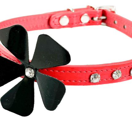 FCK558P PATENT FLOWER RHINESTONE  CHOKER