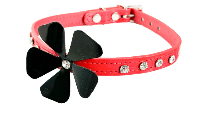 FCK558P PATENT FLOWER RHINESTONE  CHOKER