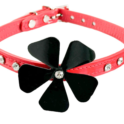 FCK558P PATENT FLOWER RHINESTONE  CHOKER