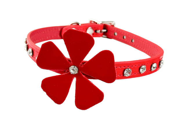 FCK558P PATENT FLOWER RHINESTONE  CHOKER